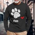 Finn Dog Paw Best Puppy Dog Finn Dog Lover 長袖Tシャツ 高齢者への贈り物