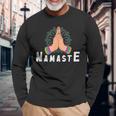 Fold Your Hands 瞑想 ナマステ 長袖Tシャツ 高齢者への贈り物