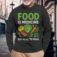 Food Is Medicineの栄養士、自然療法医栄養士へのギフト 長袖tシャツ 長袖Tシャツ 高齢者への贈り物