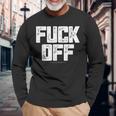 メンズ Fuck Off Thrash メタル 長袖Tシャツ 高齢者への贈り物