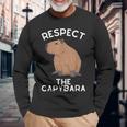 Respect The Capybara げっ歯類好き カピバラ アニマルジョーク 長袖Tシャツ 高齢者への贈り物