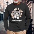 I Got Caught 子猫かわいい 長袖tシャツ 長袖Tシャツ 高齢者への贈り物
