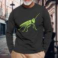 Grasshopper ミニマリストのバッタかわいい昆虫小さなバッタ 長袖Tシャツ 高齢者への贈り物