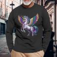 Happy Mardi Gras ユニコーンマスク ニューオーリンズフェスティバル 長袖Tシャツ 高齢者への贈り物