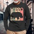 Hippo カバ 長袖Tシャツ 高齢者への贈り物