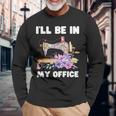 I'll Be In My Office おもしろヴィンテージフローラルミシン 長袖Tシャツ 高齢者への贈り物