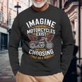 Imagine Motorcycles Exist Chopper Club バイカー バイク 長袖Tシャツ 高齢者への贈り物