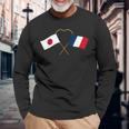 Japanese Flag France Flag フランス遺産 フランスのルーツ 日本の国旗 フランスの国旗 長袖Tシャツ 高齢者への贈り物