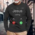 Jesus Calling Jesus Phone クリスチャンtシャツ 長袖Tシャツ 高齢者への贈り物