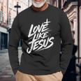 Jesus Love Like Jesus 十字架 クリスチャン 長袖Tシャツ 高齢者への贈り物