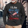 I Likehe Explodes Fireworks 4Th Of July カップル 長袖Tシャツ 高齢者への贈り物