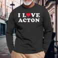 I Love Acton マッチング ガールフレンド&ボーイフレンド アクトン名 長袖tシャツ 長袖Tシャツ 高齢者への贈り物