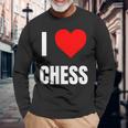 I Love Chess ハートギフト メンズ レディース キッズ アパレル 服 長袖Tシャツ 高齢者への贈り物