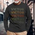 Love Heartictor グランジヴィンテージスタイル ブラック ビクター 長袖Tシャツ 高齢者への贈り物