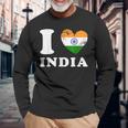 I Love India ハートフラッグインド 長袖Tシャツ 高齢者への贈り物
