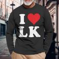 I Love Lk Initials I Heart LK First Last Name L K 長袖Tシャツ 高齢者への贈り物