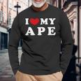 I Love My Ape アイ・ラブ・マイ・エイプ、アイ・ハート・マイ・エイプ 長袖tシャツ 長袖Tシャツ 高齢者への贈り物