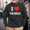 I Love うどん麺 長袖Tシャツ 高齢者への贈り物