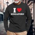 I Loveingapore Heart シンガポールギフト 長袖Tシャツ 高齢者への贈り物