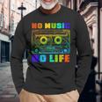 No Music No Life、ヴィンテージカセット音楽愛好家。 長袖Tシャツ 高齢者への贈り物