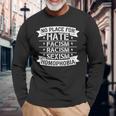 No Place For Hate Facism Racism 平等人権 長袖Tシャツ 高齢者への贈り物