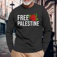 Palestine Free Palestine Free Gaza Palestine Flag Arabic 長袖Tシャツ 高齢者への贈り物