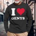 Red Heart I Love Denys 長袖Tシャツ 高齢者への贈り物