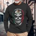 Skull Mexican Flag Mexicopraytyleintage 長袖Tシャツ 高齢者への贈り物