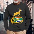 Springbok ラグビーボール & 南アフリカ国旗 メンズ レディース キッズ 長袖Tシャツ 高齢者への贈り物