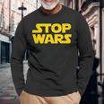 Stop Wars 反戦メッセージ 地球と宇宙の平和 長袖Tシャツ 高齢者への贈り物