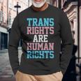 Trans Rights Are Human Rights Lgbtq トランスジェンダー フラッグ プライド 長袖Tシャツ 高齢者への贈り物