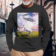 Ufo 誘拐ユニコーン 長袖Tシャツ 高齢者への贈り物