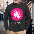 Uniswap Dex、Crypto Defi、分散型アプリケーション交換 長袖Tシャツ 高齢者への贈り物