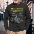 Yf-23 ステルス戦闘機 ミリタリー ジェット仕様 インフォグラフィック イエロー 長袖Tシャツ 高齢者への贈り物