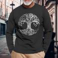 Yggdrasil Tree Of Life バイキング ノルウェー風 ルーン風 ホワイトシンボル 長袖Tシャツ 高齢者への贈り物