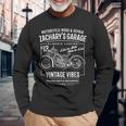 Zacharyのガレージバイクデザイン 長袖Tシャツ 高齢者への贈り物
