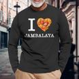 “I Love Jambalaya” のジャンバラヤ好き向けデザイン 長袖Tシャツ 高齢者への贈り物