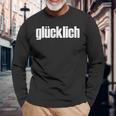 「Glücklich」・ハッピー・ドイツ語デザイン 長袖Tシャツ 高齢者への贈り物