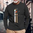 【長い猫】 ロングキャット メンズ レディース キッズ ねこ イラスト 長袖Tシャツ 高齢者への贈り物
