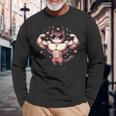 【面白tシャツ】マッチョ猫 面白い おもしろ 服 ネタ 長袖Tシャツ 高齢者への贈り物