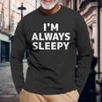 いつも眠いシャツいつも眠い 長袖Tシャツ 高齢者への贈り物