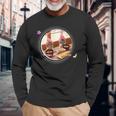 おしゃれ子猫のゆるっと癒し もぐもぐタイム 長袖Tシャツ 高齢者への贈り物