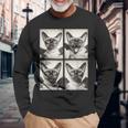 おもしろい 吸血鬼 シャム猫 コウモリのコスチューム 猫 ハロウィン 長袖Tシャツ 高齢者への贈り物