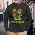 おもしろハエトリグサ It's A Trap 食虫植物 ボタニカル 長袖Tシャツ 高齢者への贈り物