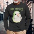 かわいいオキナインコインコクエーカーオウム鳥の恋人 長袖Tシャツ 高齢者への贈り物