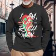 かわいいグラフィック「I Am A Rich Man」 長袖Tシャツ 高齢者への贈り物