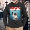 かわいいシャム猫パウズパロディー 猫好きのための猫のミームユーモア 長袖Tシャツ 高齢者への贈り物