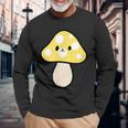 かわいい黄色のキノコ 長袖Tシャツ 高齢者への贈り物