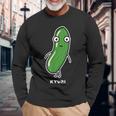 きゅうり 顔 イラスト かわいい おもしろ 面白い 簡単 シンプル ゆるい 野菜 長袖Tシャツ 高齢者への贈り物