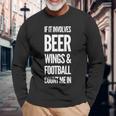 それがビールの翼とフットボールを含むなら、私をカウントイン 長袖tシャツ 長袖Tシャツ 高齢者への贈り物